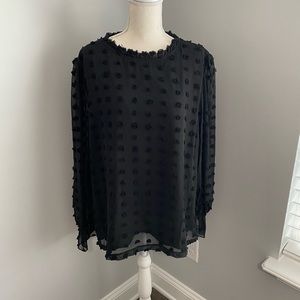 Black shear long sleeves blouse